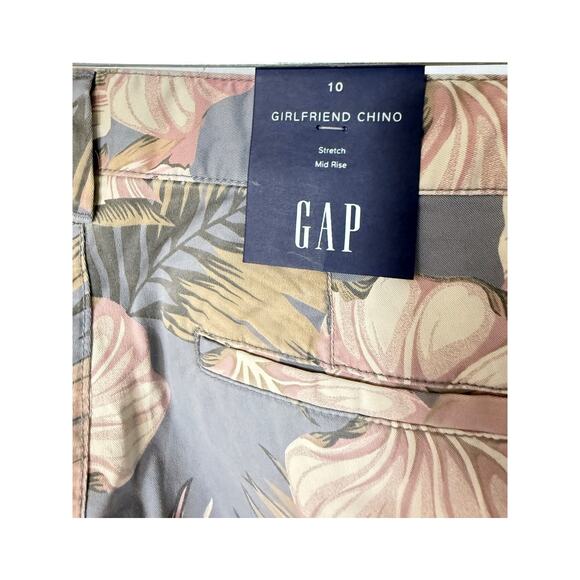 NWT GAP Sz 10 Girlfriend Chino Pants Blue Pink Hawaiian Floral Pattern MSRP $59 - Picture 6 of 6